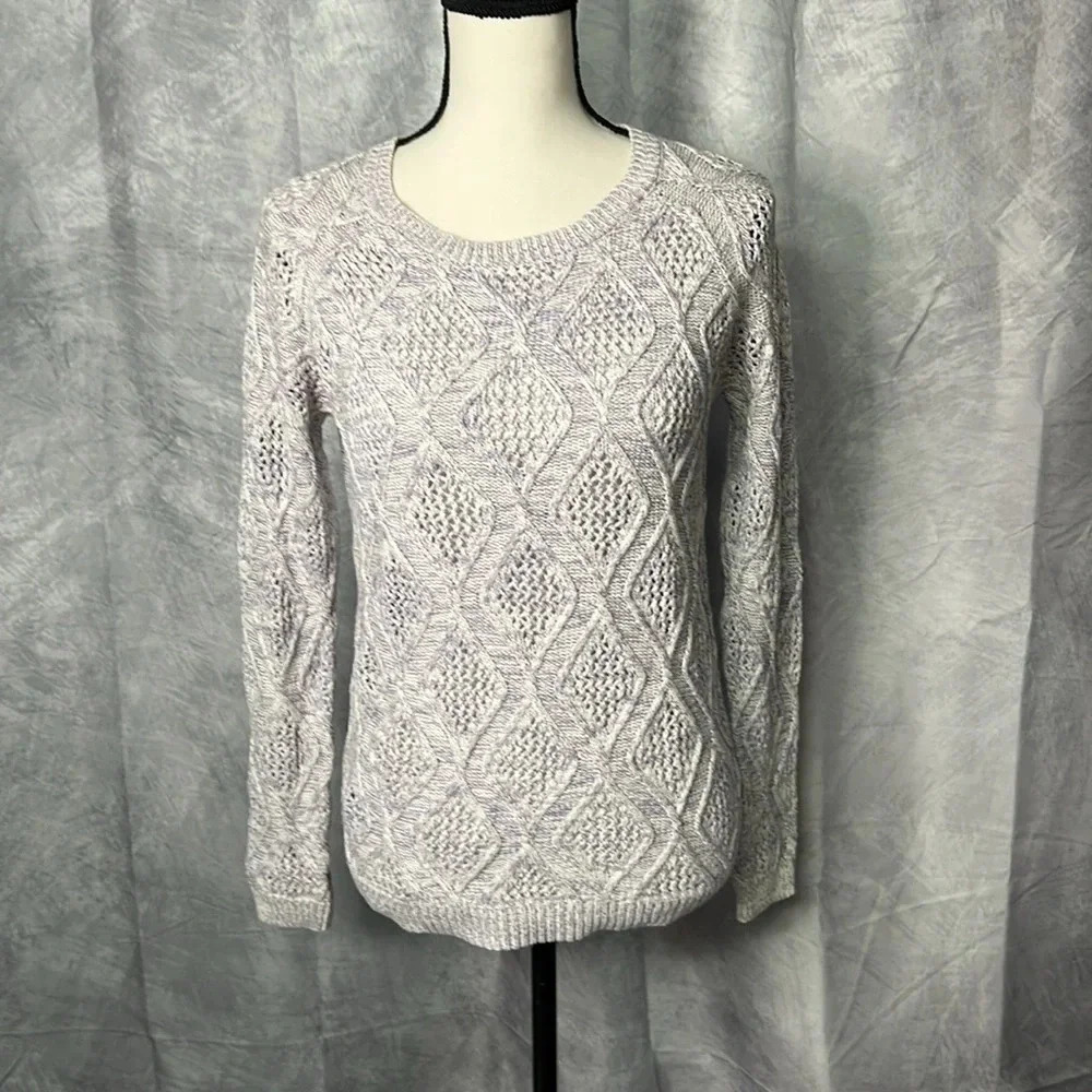 Sonoma Lavender and Cream Crewneck Long Sleeved Sweater - size Small